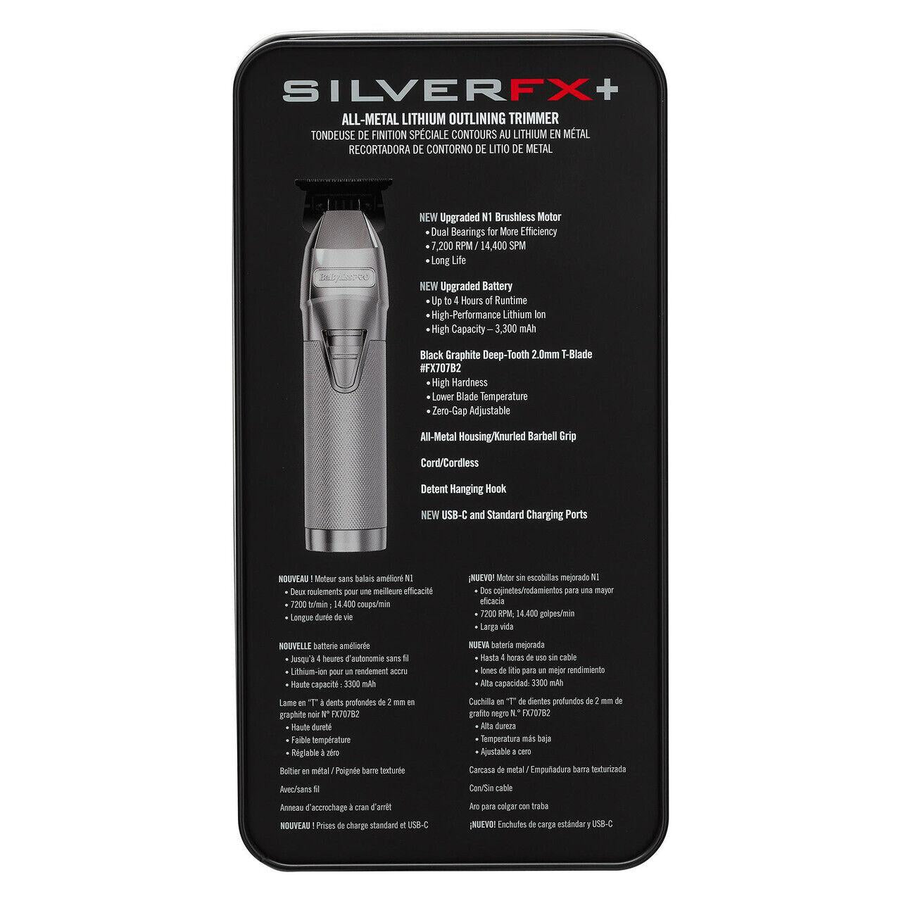 BaBylissPRO SILVERFX Plus All-Metal Lithium Outlining Trimmer-FX787NS