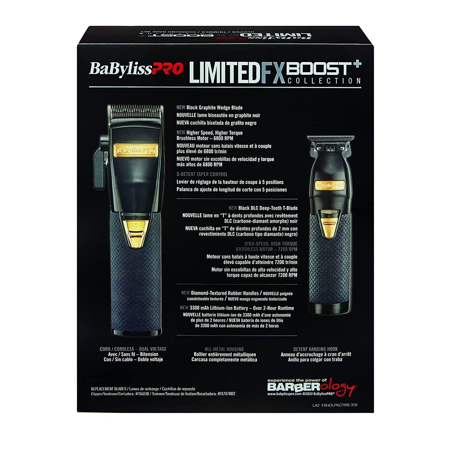 BaByliss PRO LimitedFX Boost+ Collection Clipper & Trimmer & Base Set-BLACK