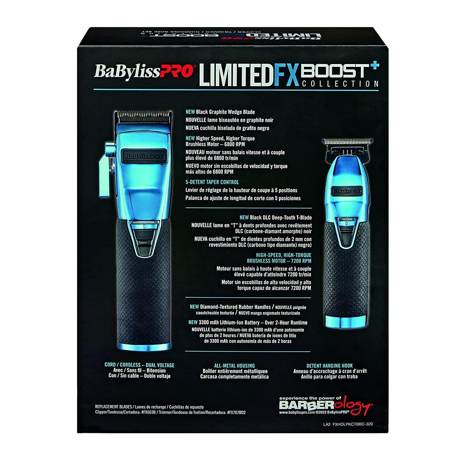 BaByliss PRO LimitedFX Boost+ Collection Clipper &Trimmer Charging Base Set-BLUE