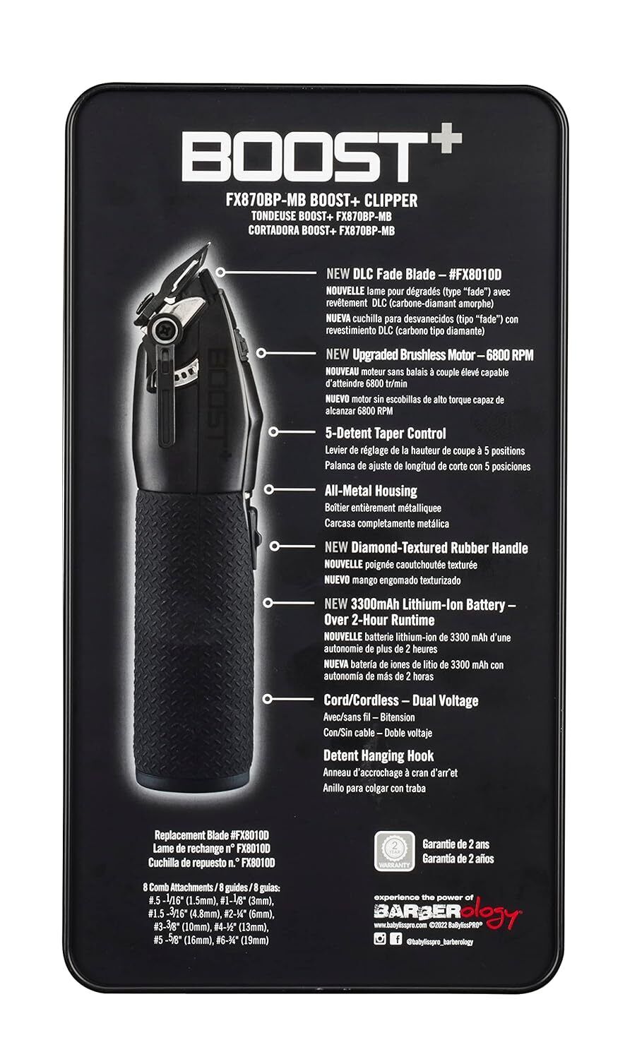 BaByliss PRO Boost+ Matte Black Hair Clipper | FX870BP-MB - BRAND NEW