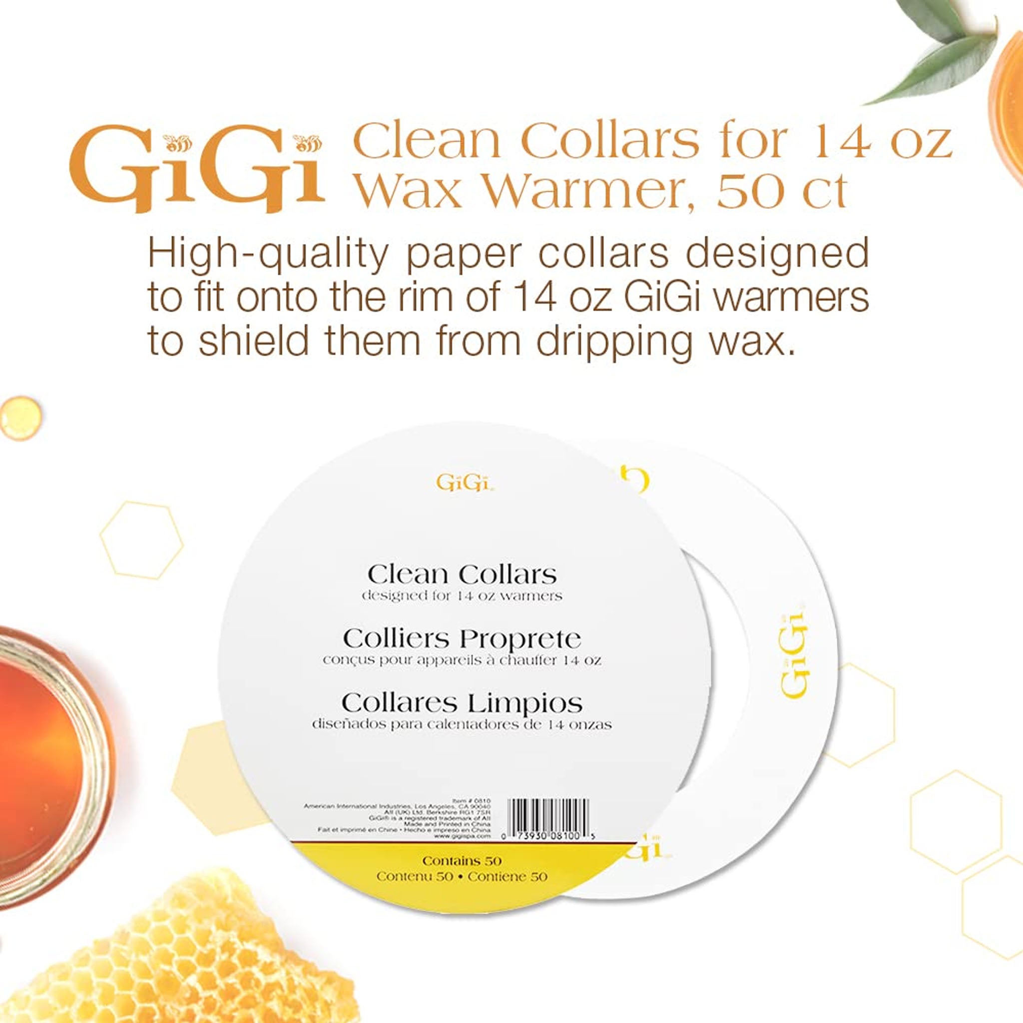 GiGi Clean Collars for 14-Ounce Wax Warmers, 50 Pieces