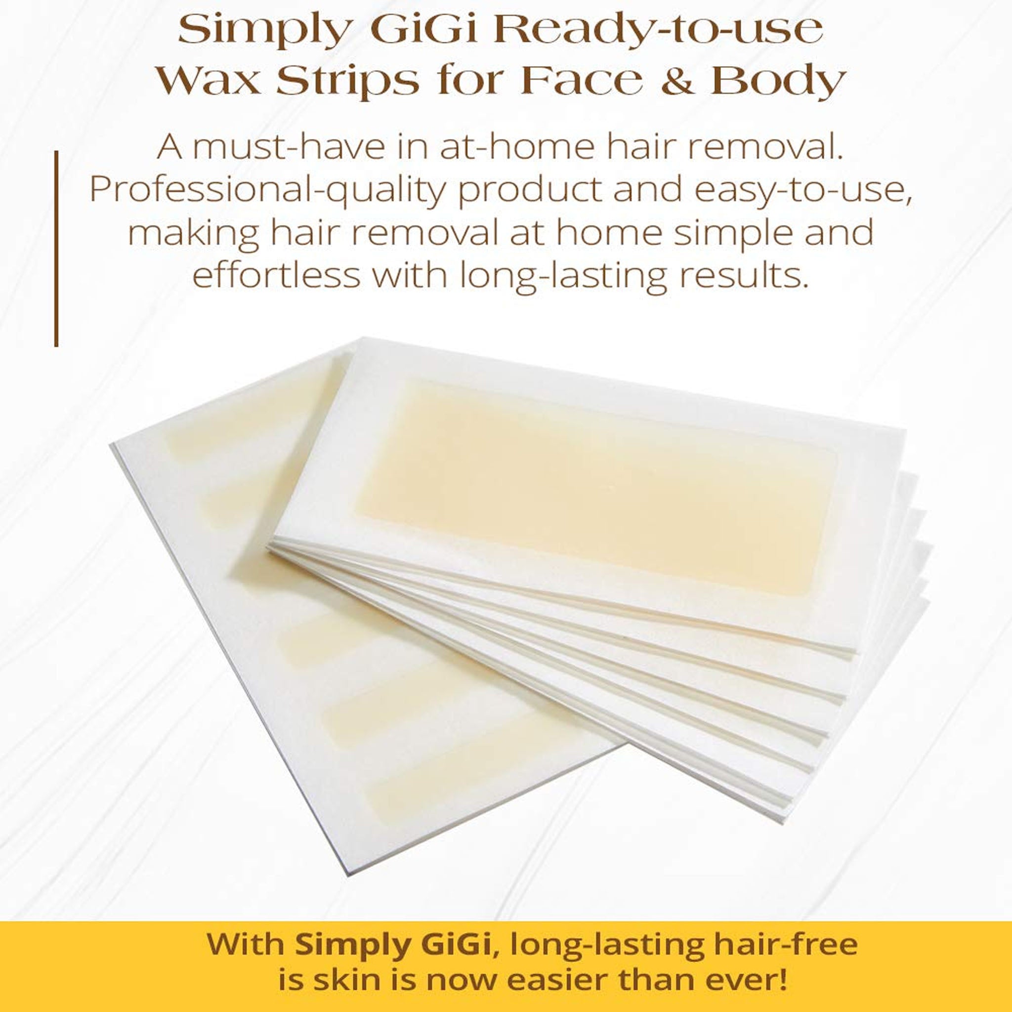 GiGi Simply Hair Removal Ready To Use Wax Strips For Face and Body - 18 Strips