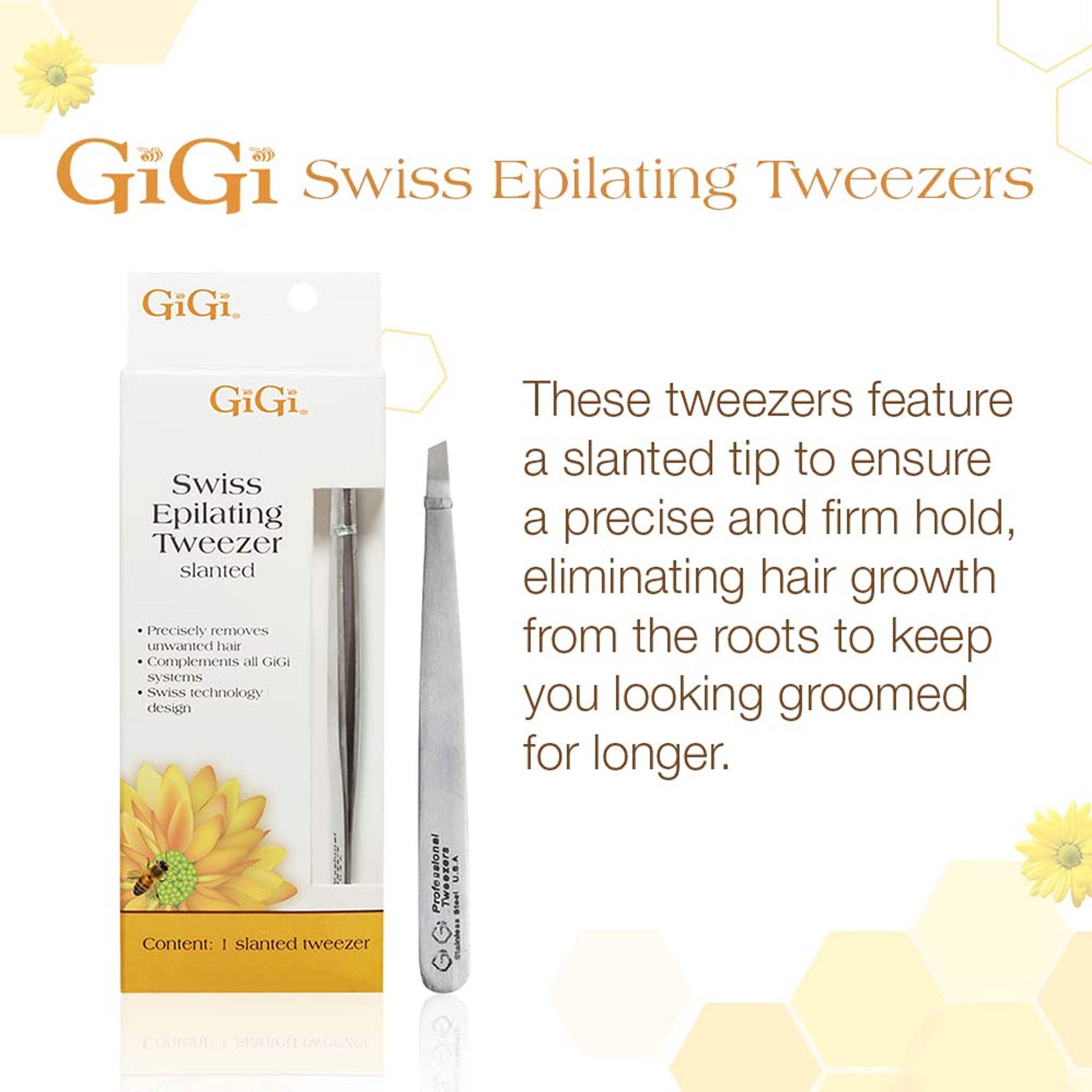 GiGi Slanted Tweezer for Ingrown Hair and Stubble Removal