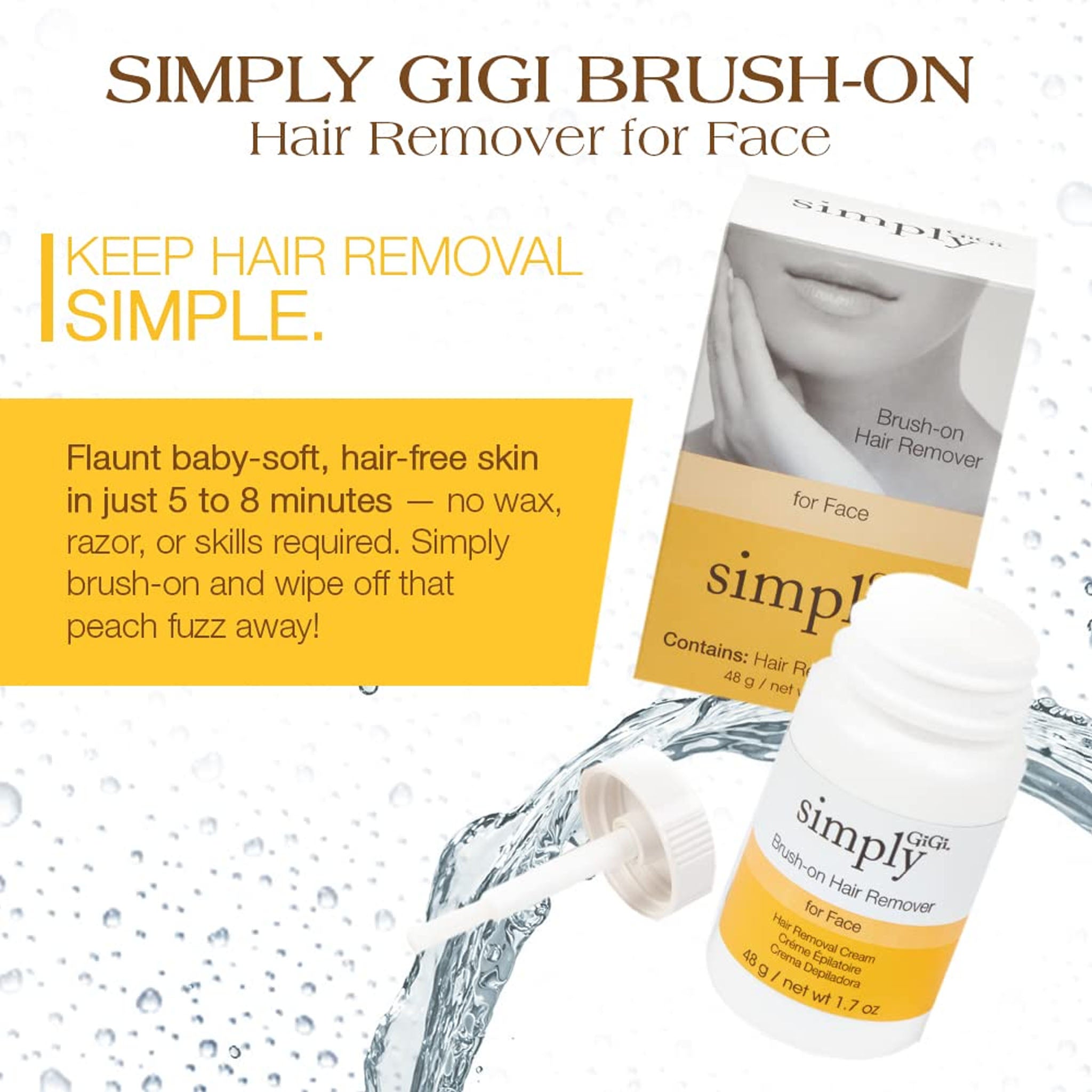 Simply GiGi Brush-on Facial Hair Removal Cream, 1.7 oz