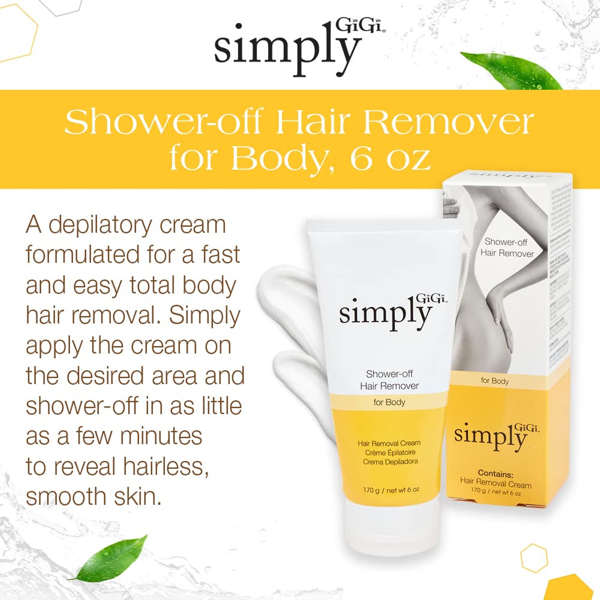 Simply GiGi Shower-off Hair Removal Cream for the Body, 6 oz