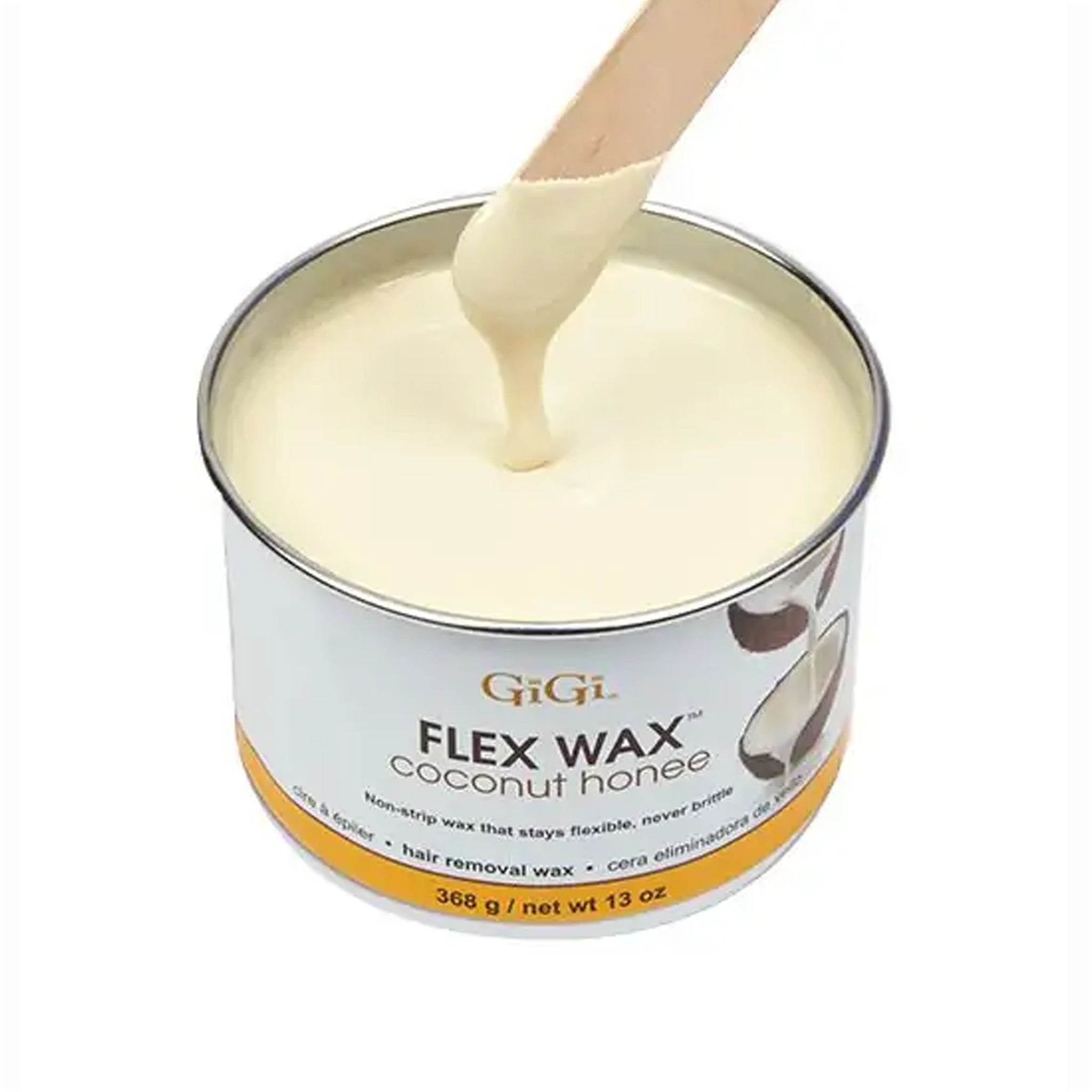 GiGi Coconut Honee Flex Wax, Hard Wax for Face and Body, Non-Strip, Sensitive to Normal Skin,13 oz.