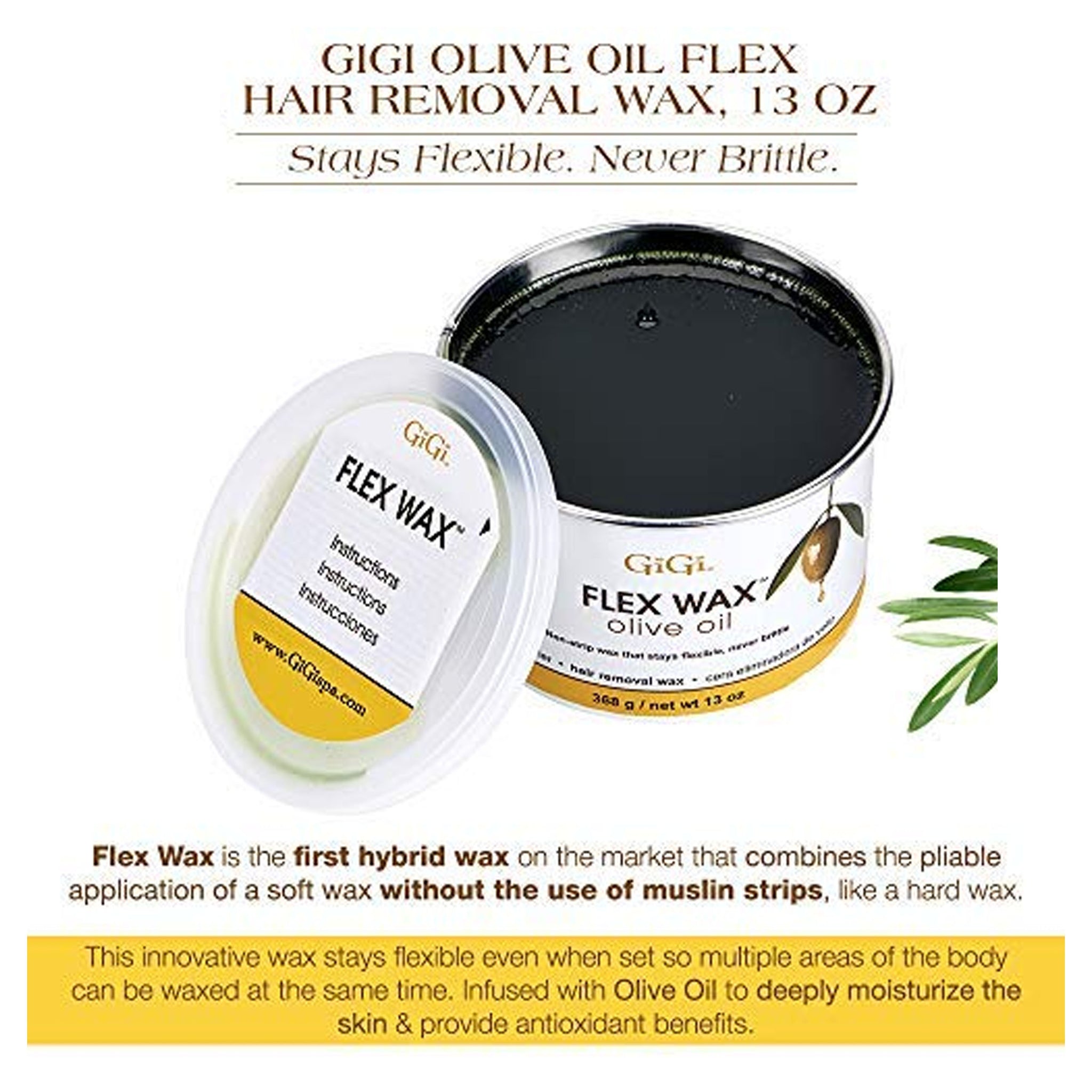 Gigi Olive Oil Flex Wax Hair Removal Wax, 13 Oz